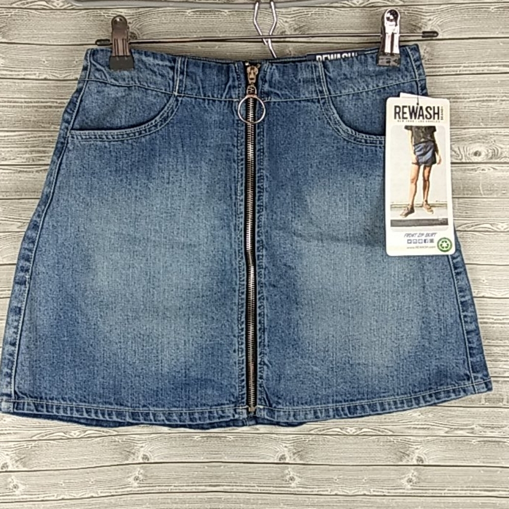 Rewash vintage reunion denim skirt front zipper